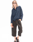 ALBUM DI FAMIGLIA - Silk Short Collar Shirt, Ink