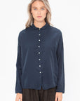 ALBUM DI FAMIGLIA - Silk Short Collar Shirt, Ink