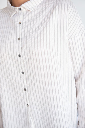 Album di Famiglia - Short Collar Stripe Shirt, Off White