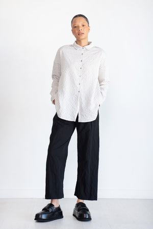 Album di Famiglia - Short Collar Stripe Shirt, Off White