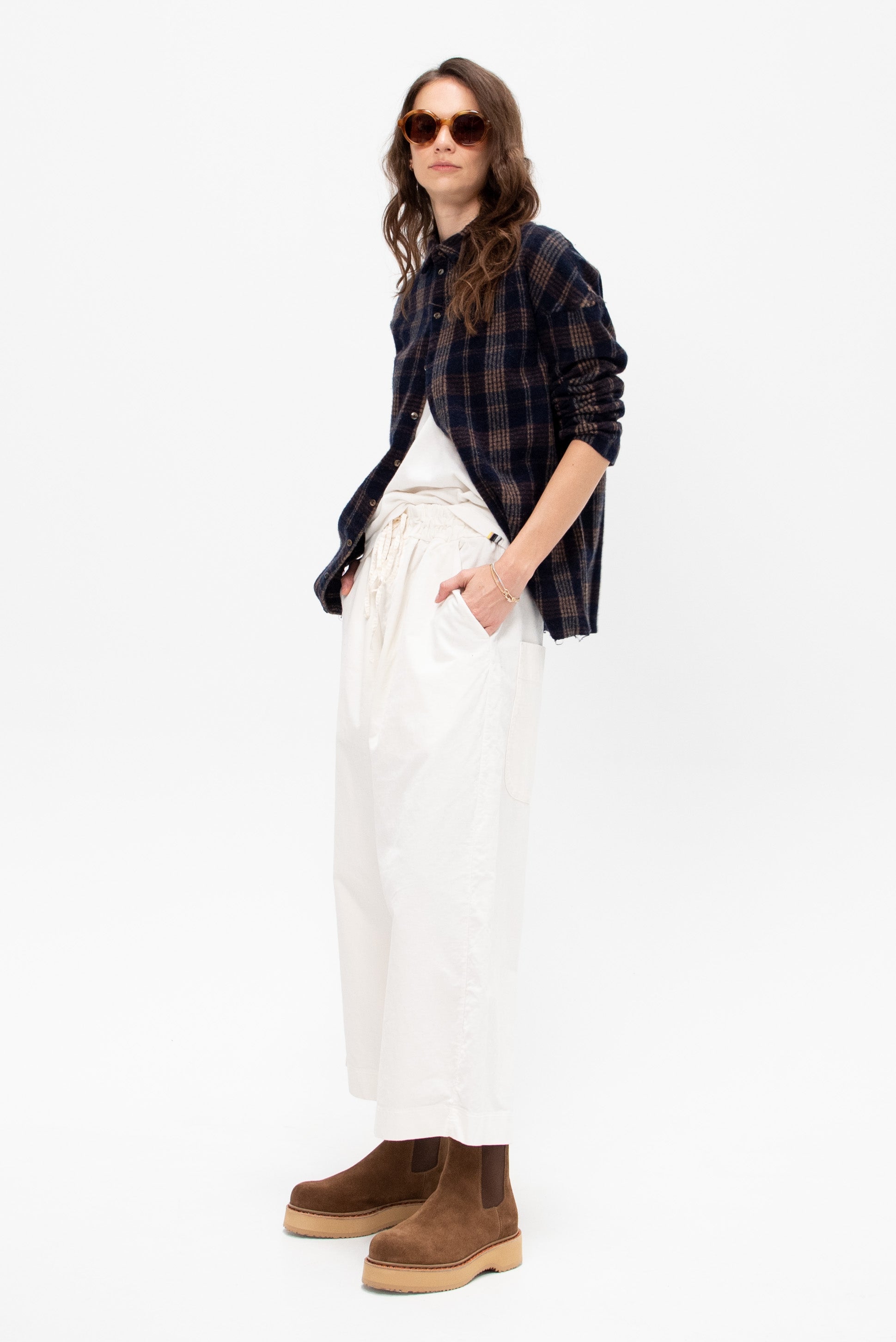 Tartan Soft Collar Shirt, Ink