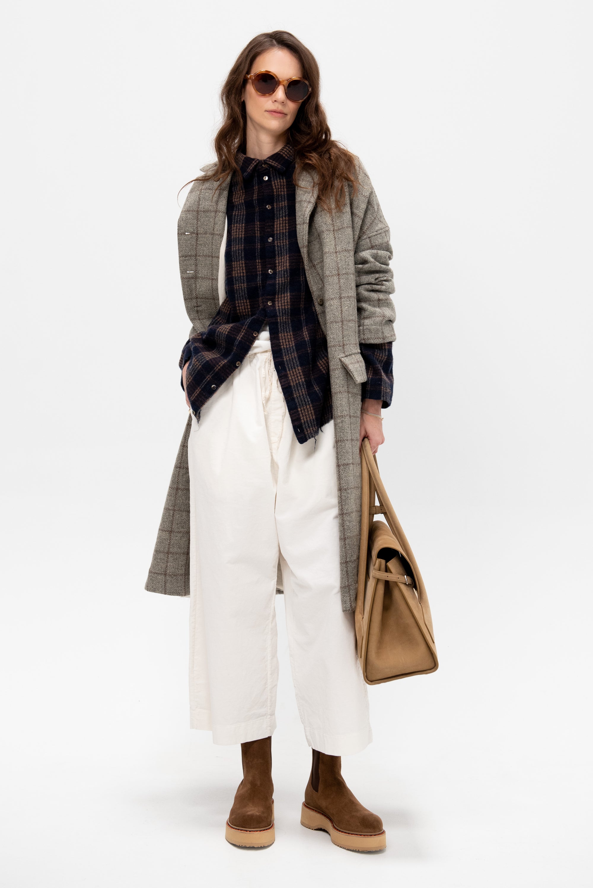 Tartan Soft Collar Shirt, Ink
