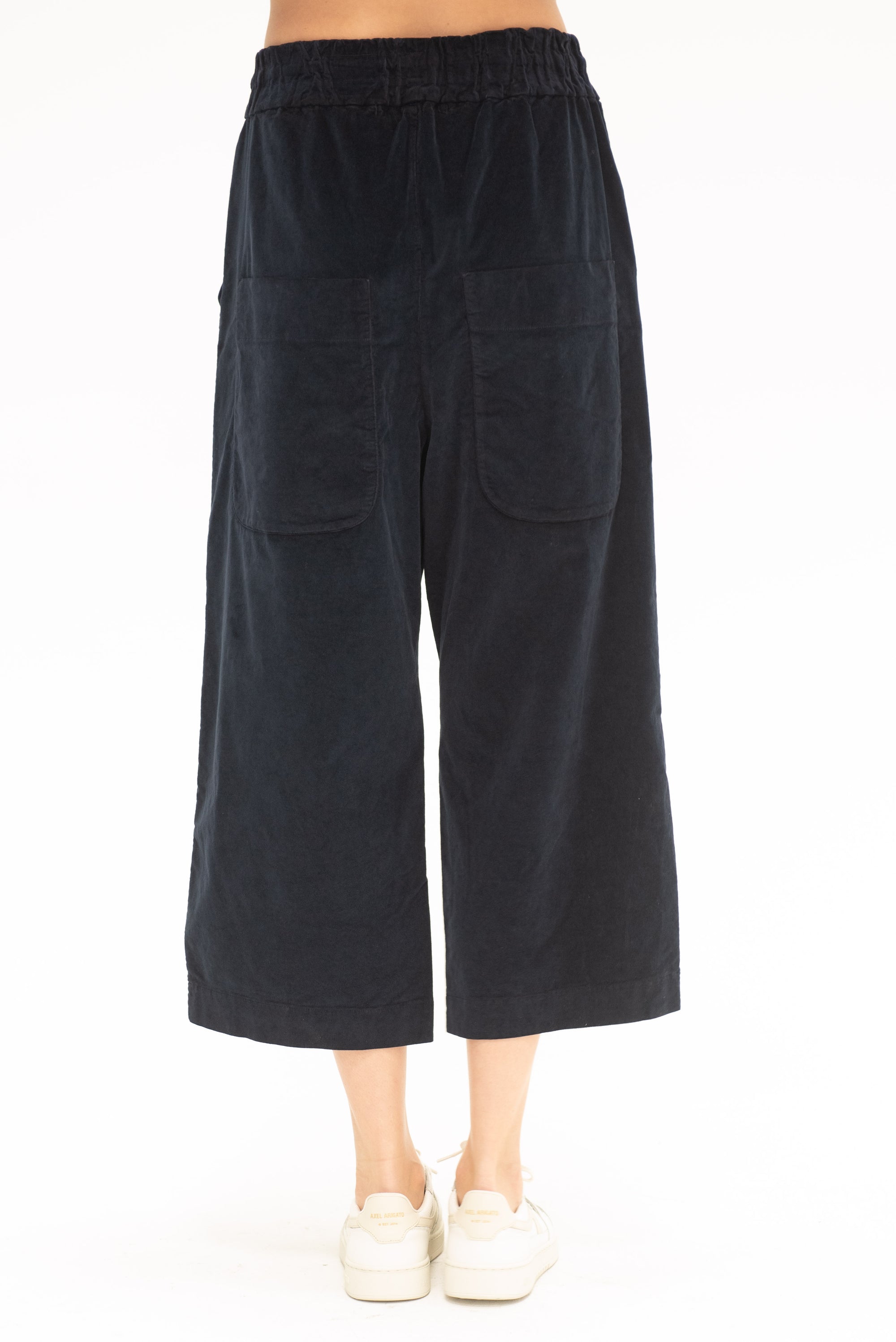 ALBUM DI FAMIGLIA - Velvet Wide &amp; Short Trousers, Ink