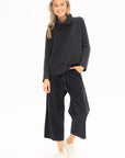 ALBUM DI FAMIGLIA - Velvet Wide & Short Trousers, Ink