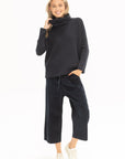 ALBUM DI FAMIGLIA - Velvet Wide & Short Trousers, Ink