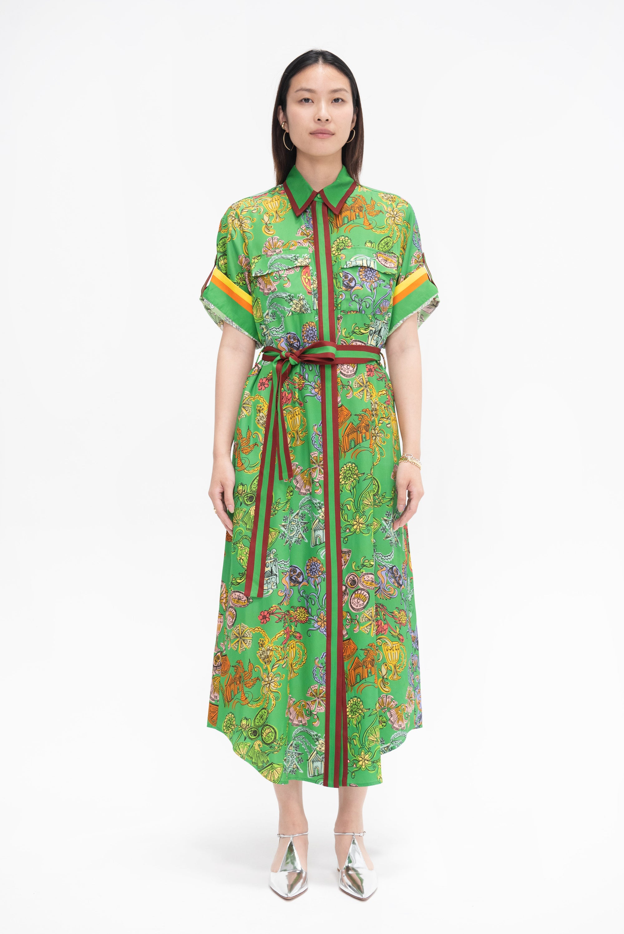 ALÉMAIS - Fiesta Shirtdress, Green