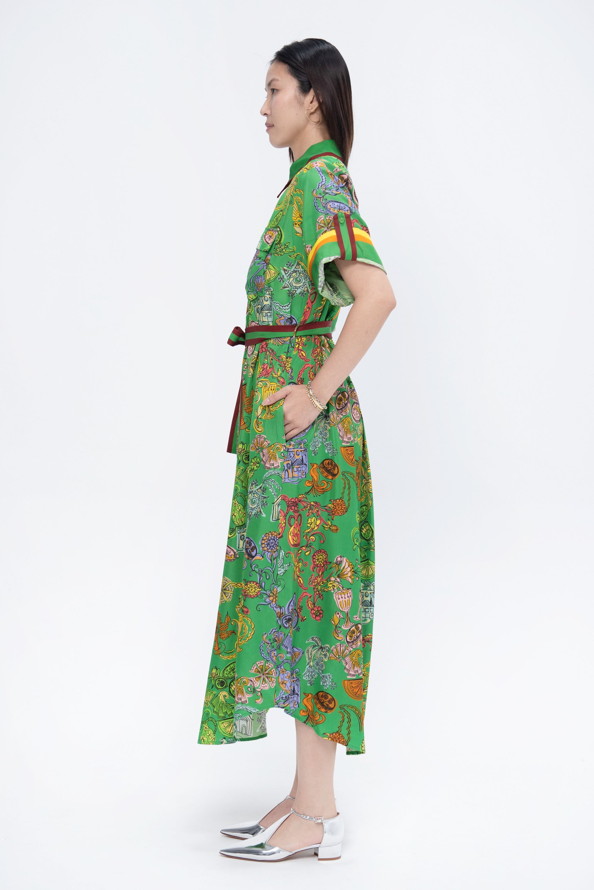 ALÉMAIS - Fiesta Shirtdress, Green