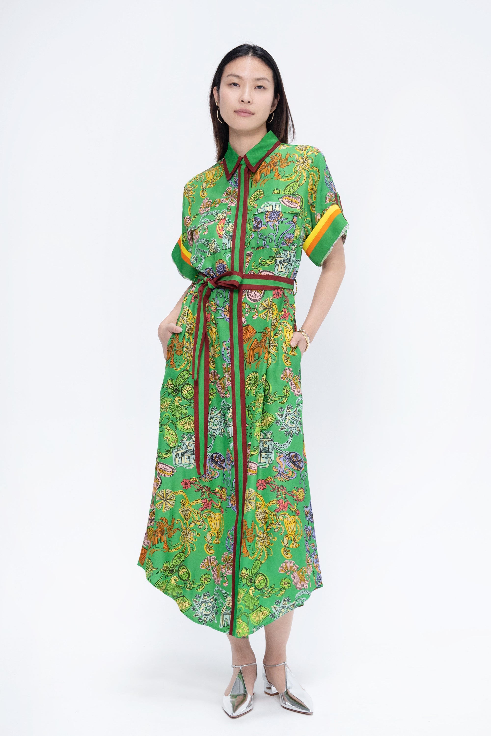 ALÉMAIS - Fiesta Shirtdress, Green