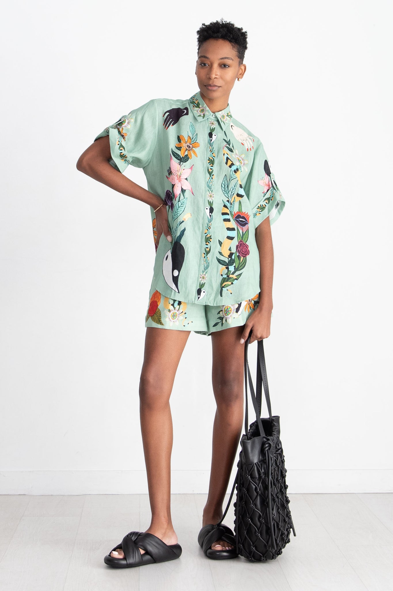 ALÉMAIS - Meagan Oversized Linen Shirt, Jade