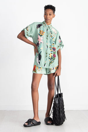 ALÉMAIS - Meagan Oversized Linen Shirt, Jade