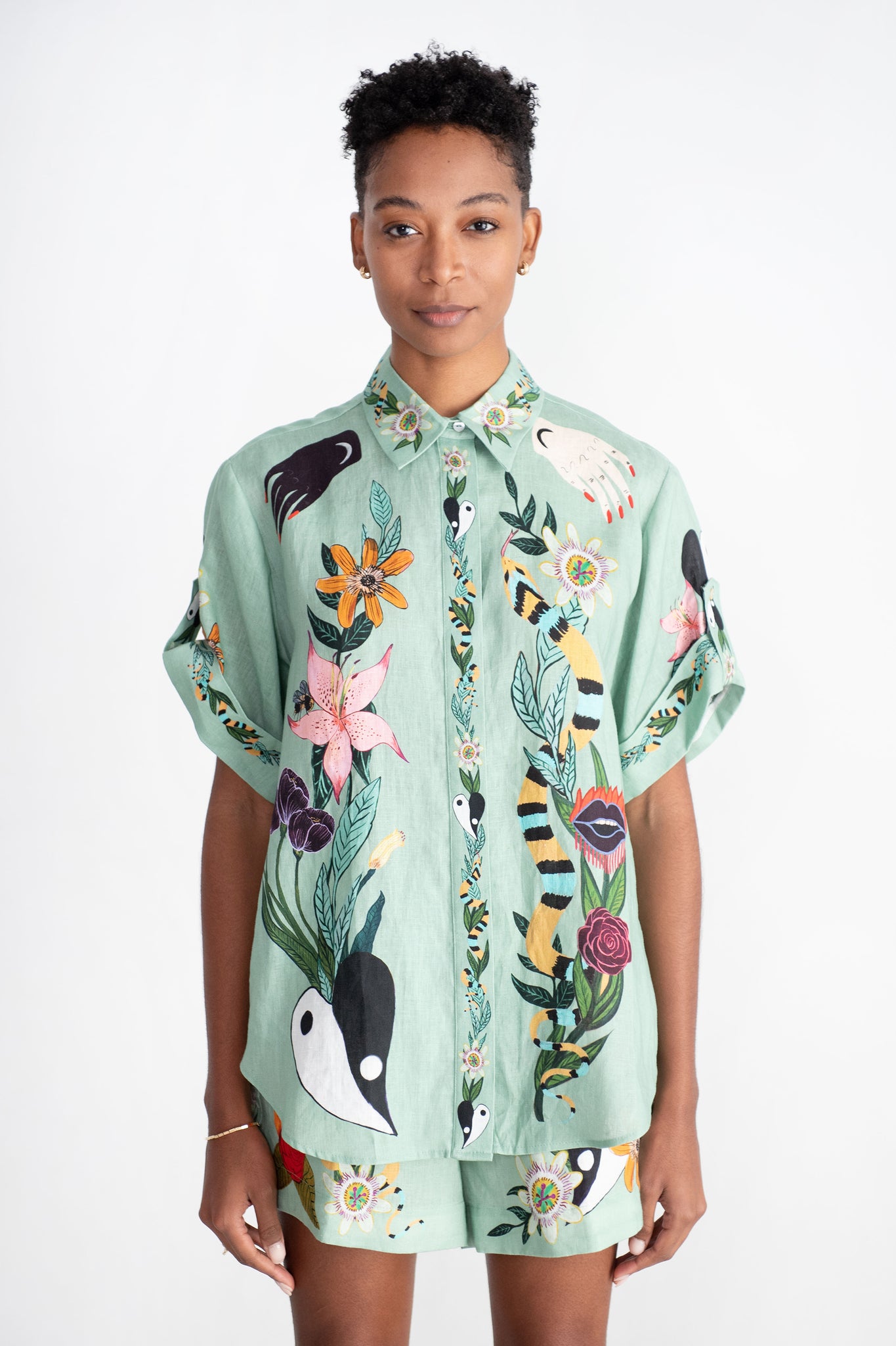 ALÉMAIS - Meagan Oversized Linen Shirt, Jade