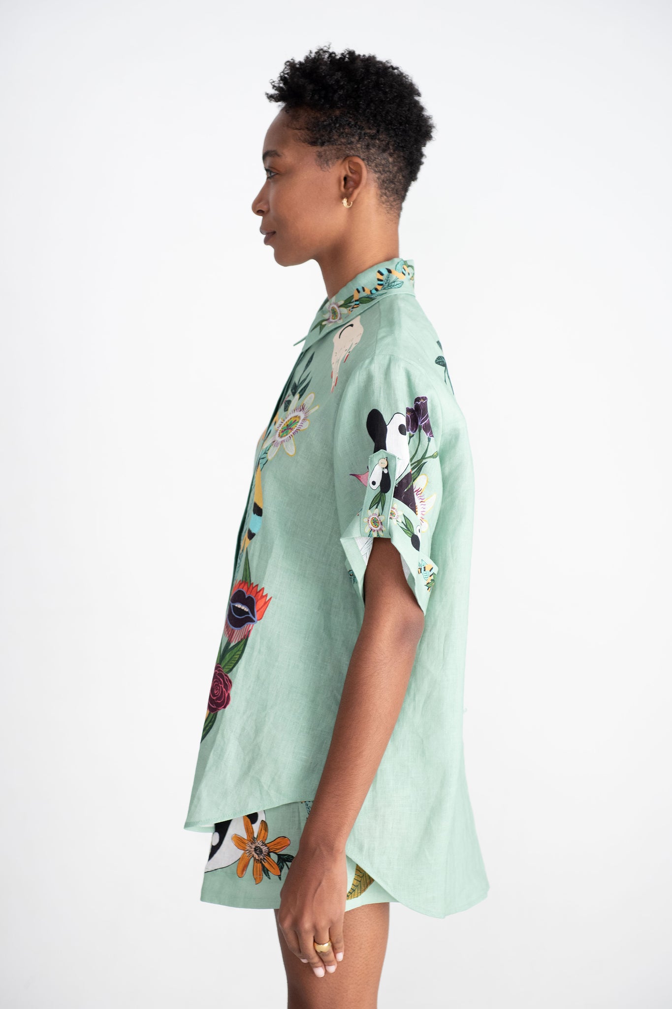 ALÉMAIS - Meagan Oversized Linen Shirt, Jade