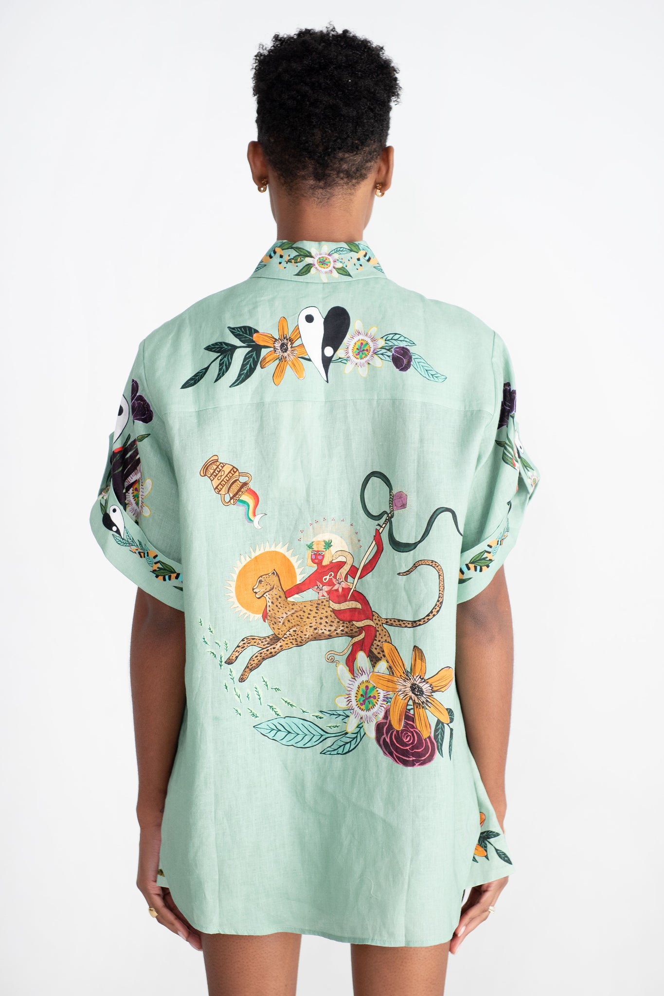 ALÉMAIS - Meagan Oversized Linen Shirt, Jade