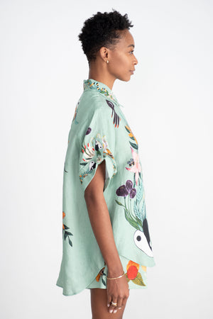 ALÉMAIS - Meagan Oversized Linen Shirt, Jade