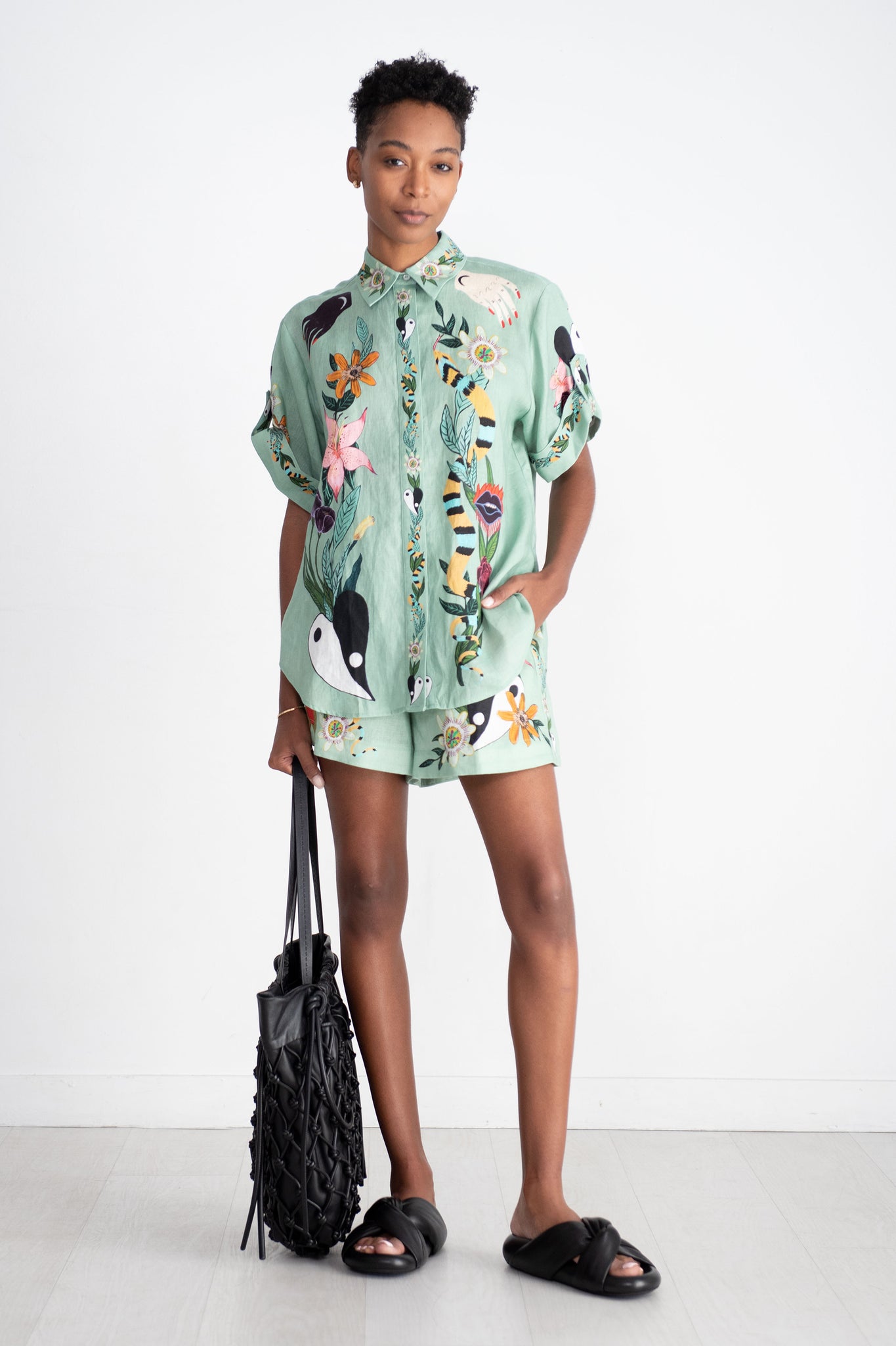 ALÉMAIS - Meagan Oversized Linen Shirt, Jade