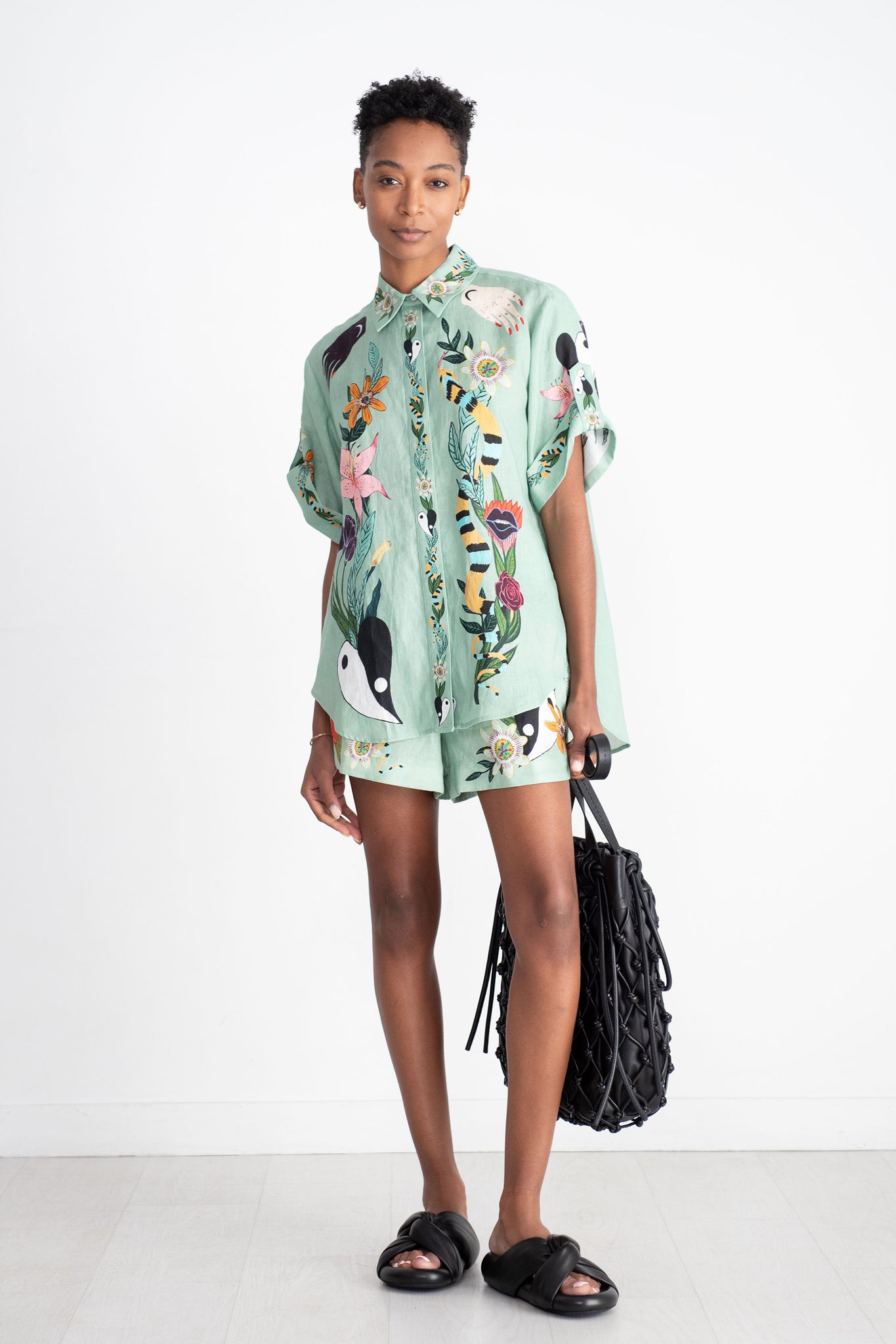 ALÉMAIS - Meagan Oversized Linen Shirt, Jade