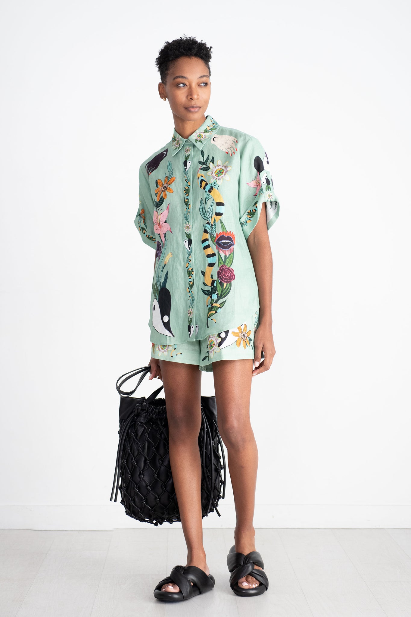ALÉMAIS - Meagan Oversized Linen Shirt, Jade