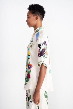 ALÉMAIS - Meagan Oversized Silk Shirt, Cream