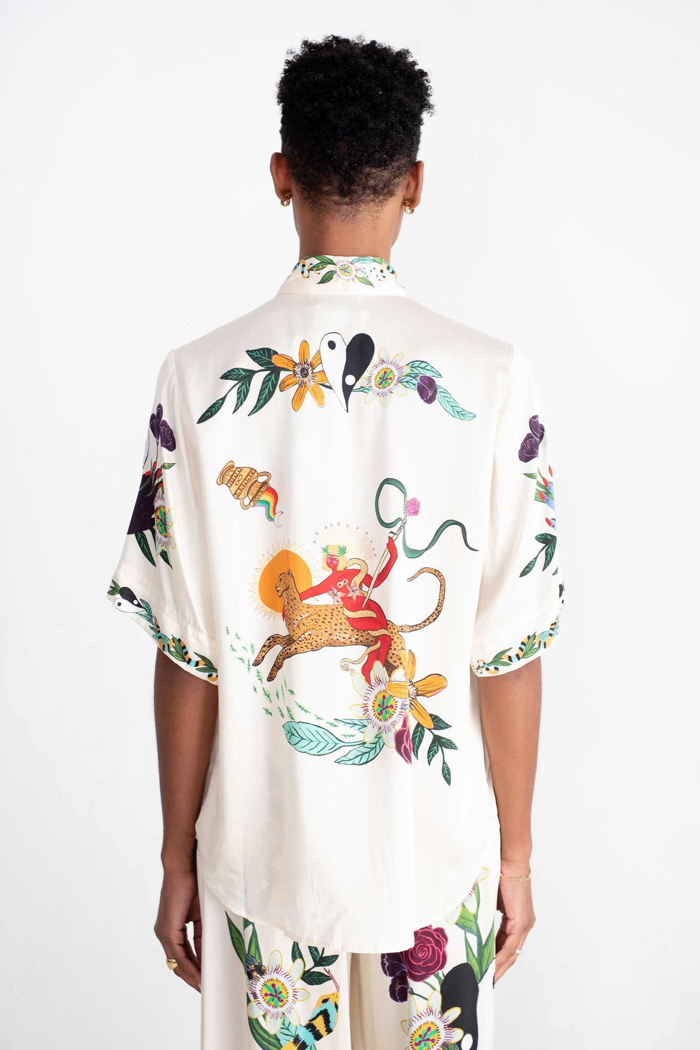 ALÉMAIS - Meagan Oversized Silk Shirt, Cream