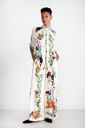 ALÉMAIS - Meagan Oversized Silk Shirt, Cream
