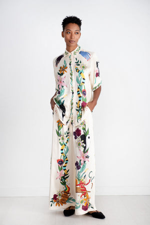 ALÉMAIS - Meagan Oversized Silk Shirt, Cream