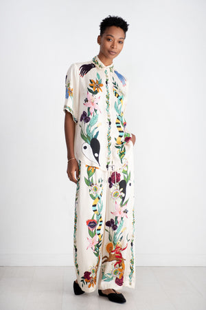ALÉMAIS - Meagan Oversized Silk Shirt, Cream