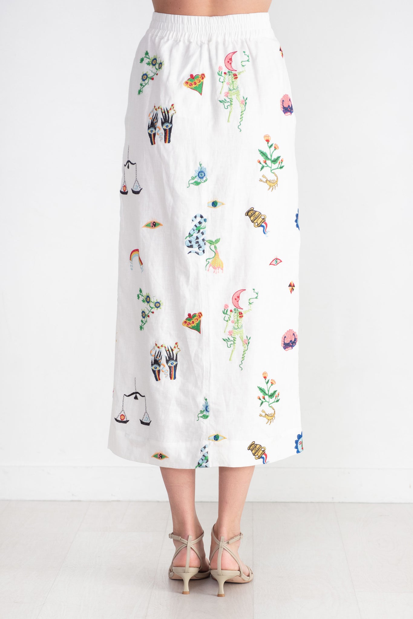 ALÉMAIS - Atticus Embroidered Skirt, Cream