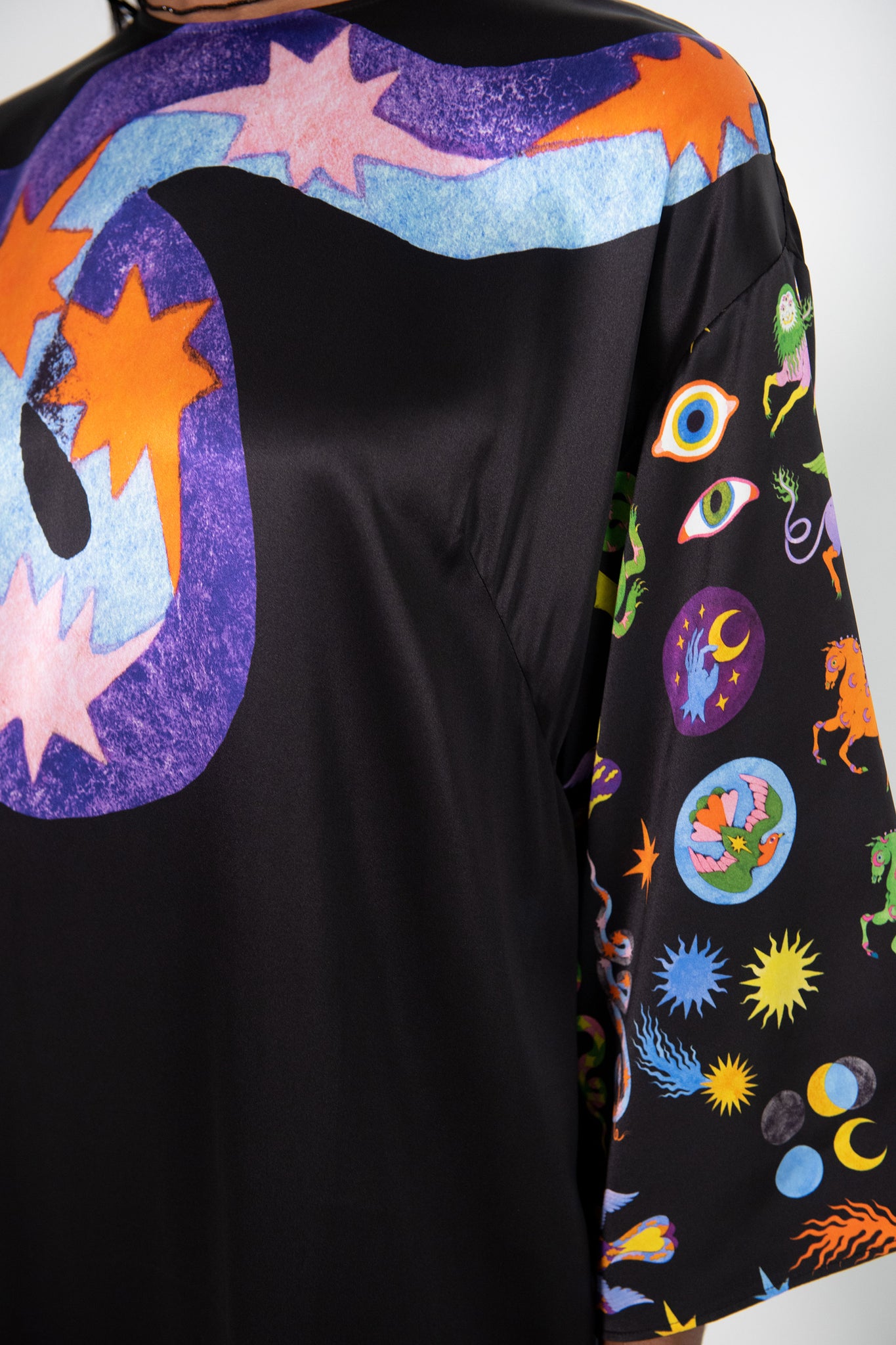 ALÉMAIS - Superhero Snake Midi Dress, Black Multi