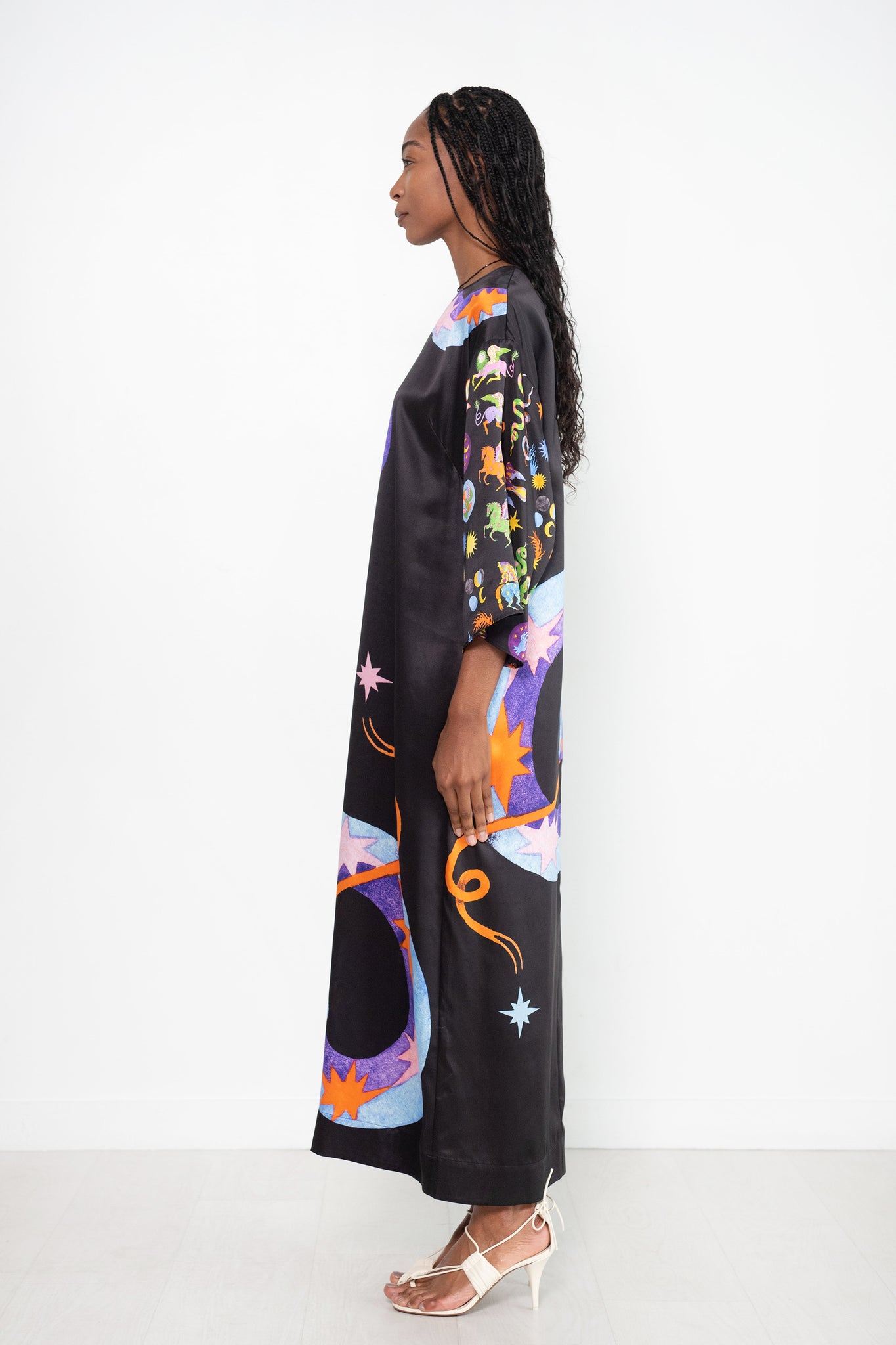 ALÉMAIS - Superhero Snake Midi Dress, Black Multi