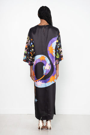 ALÉMAIS - Superhero Snake Midi Dress, Black Multi