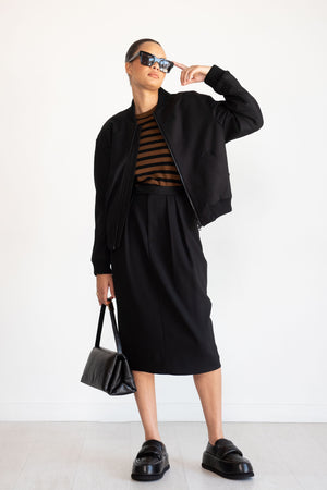Allude - Round Neck Top, Black & Brown