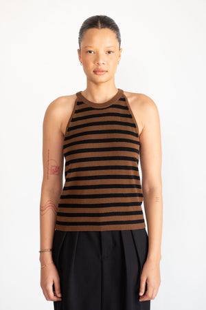Allude - Round Neck Top, Black & Brown