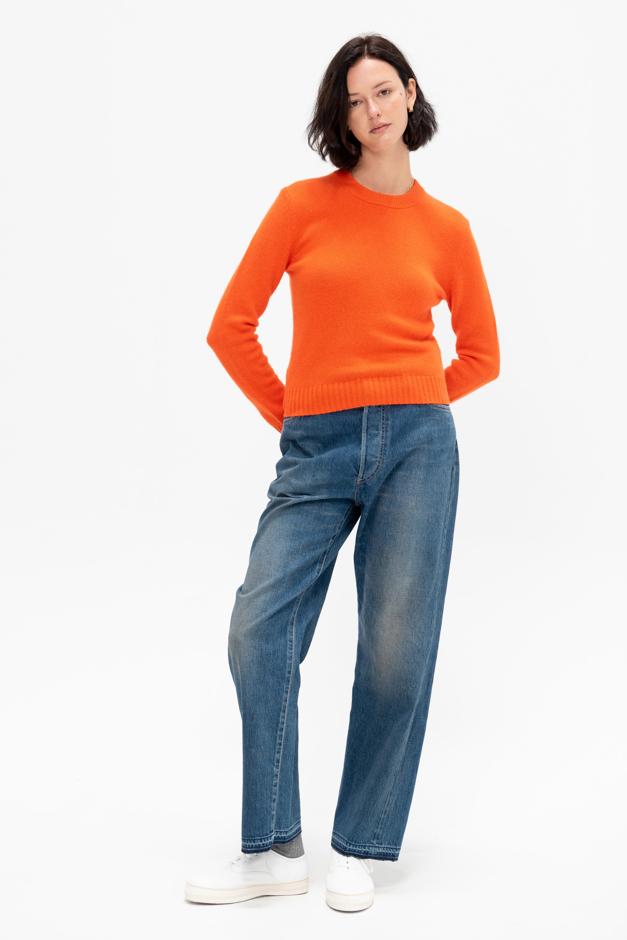 Round Neck Sweater, Candy Corn