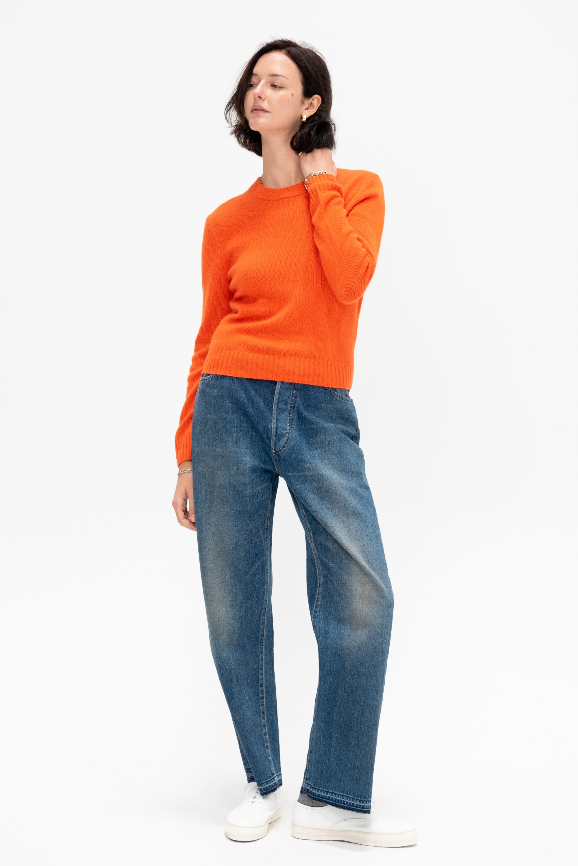 Round Neck Sweater, Candy Corn