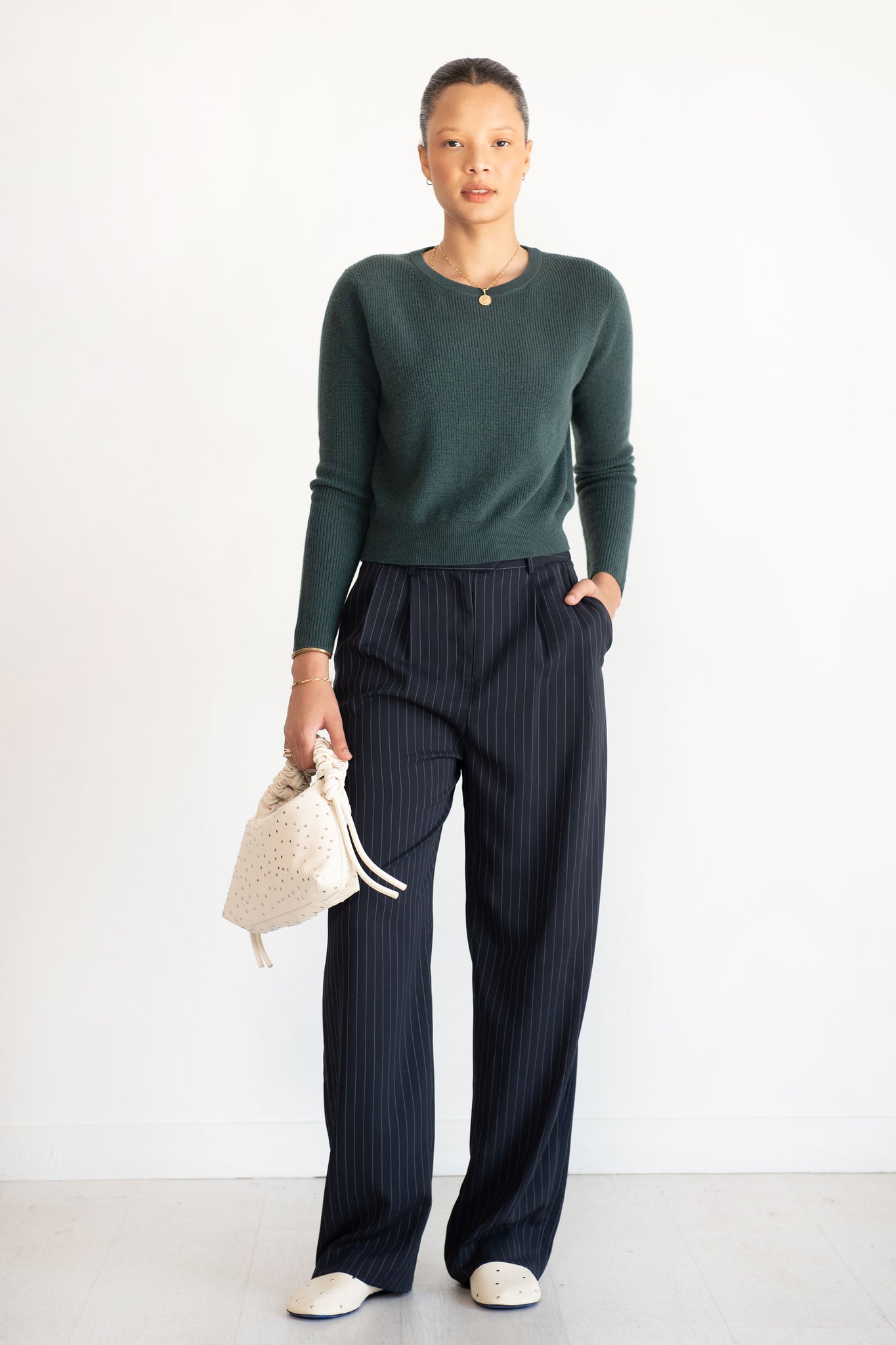 Allude - Round Neck Sweater, Green