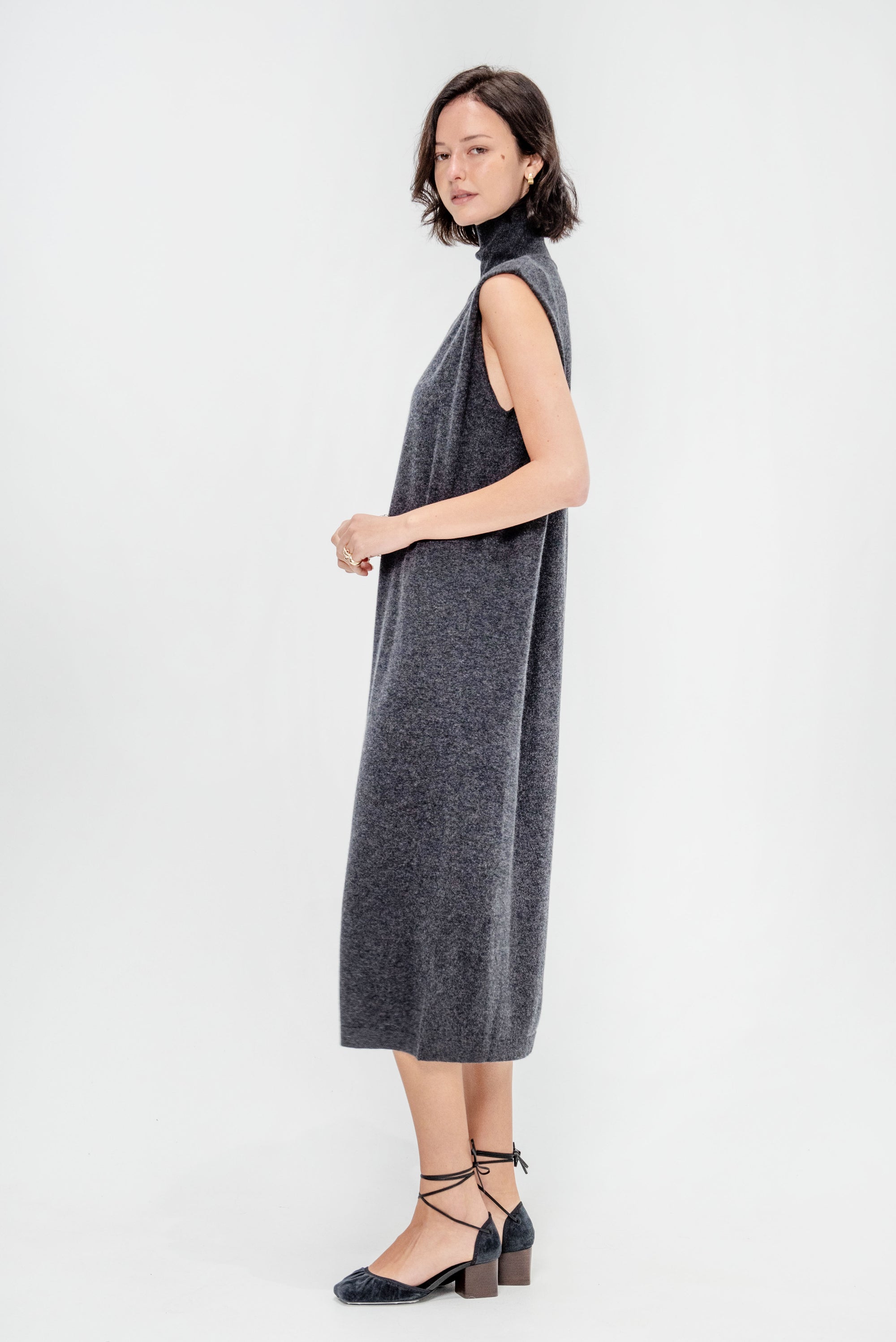 Mockneck Dress, Vulcano Melange