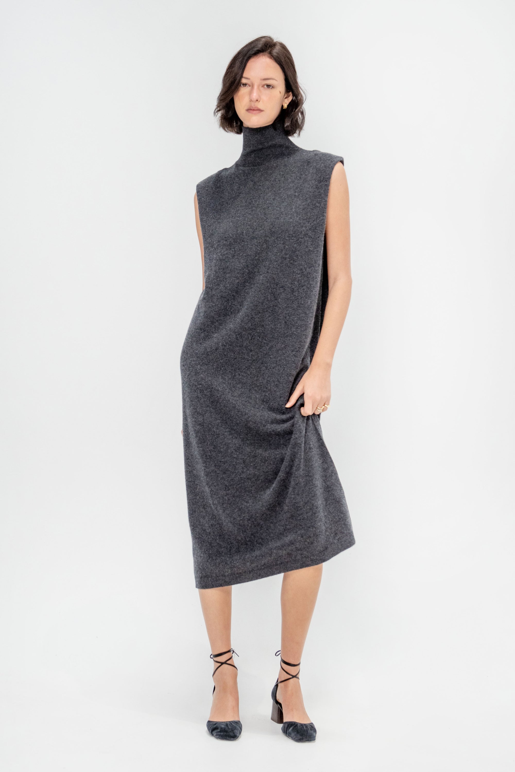 Mockneck Dress, Vulcano Melange