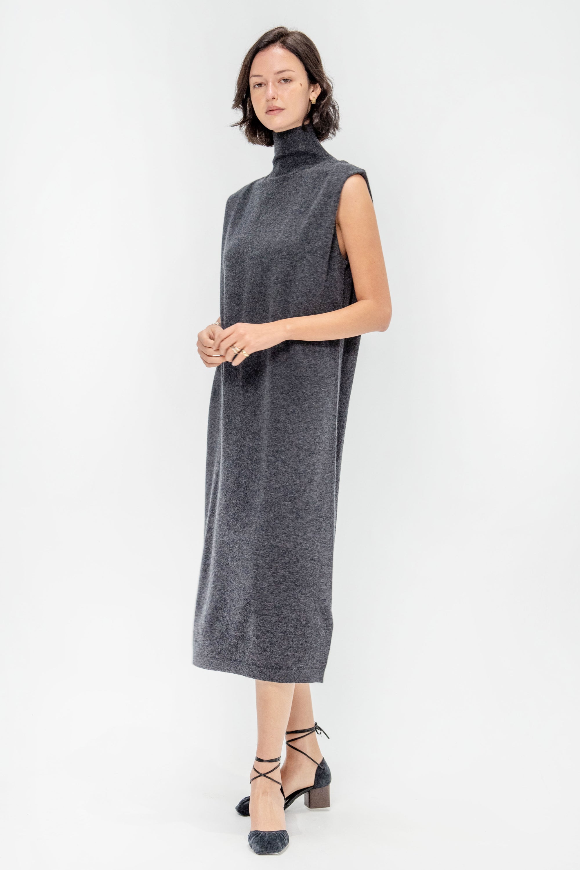 Mockneck Dress, Vulcano Melange