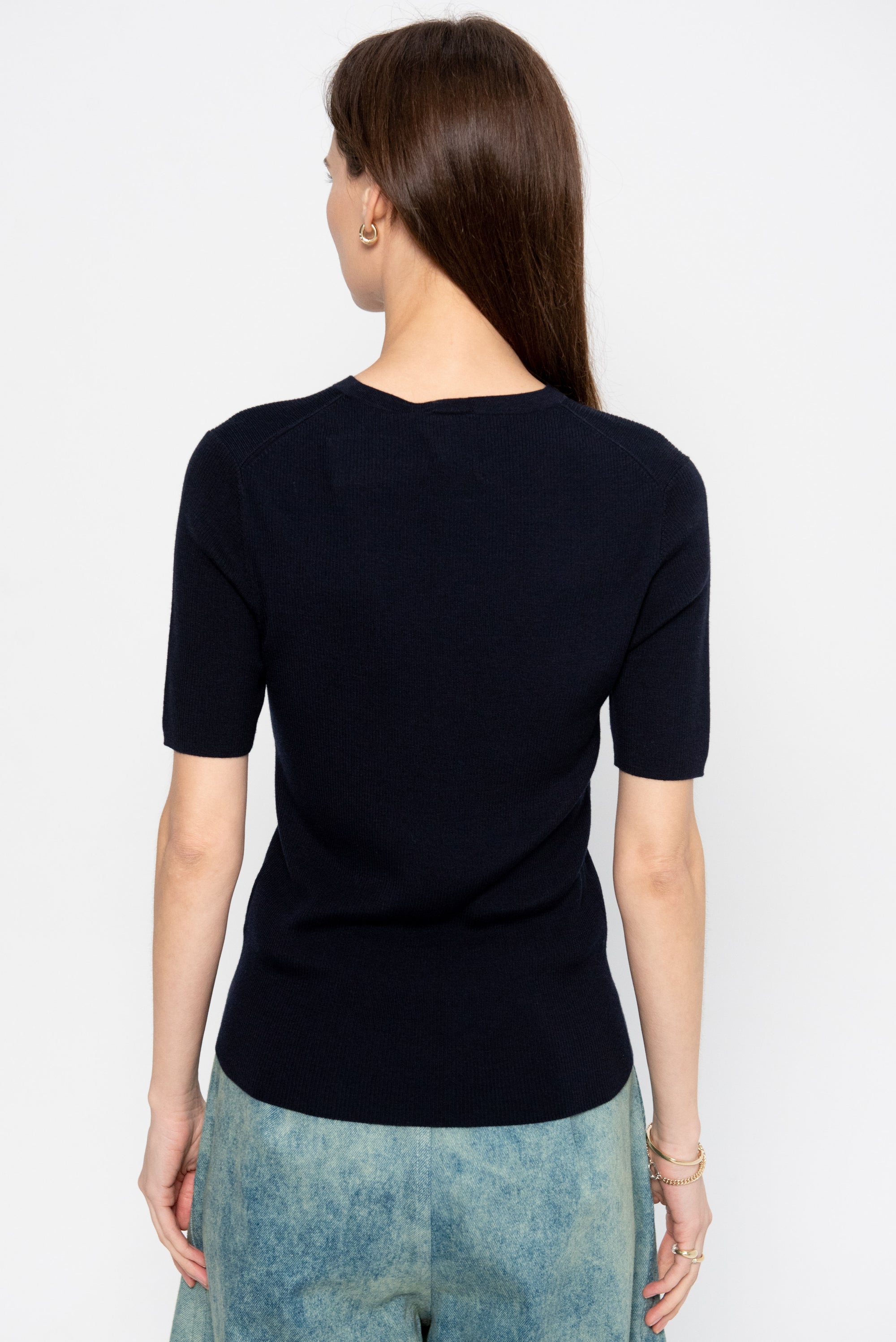 Round Neck Sweater, Navy