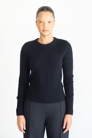 Allude - Round Neck Sweater, Navy