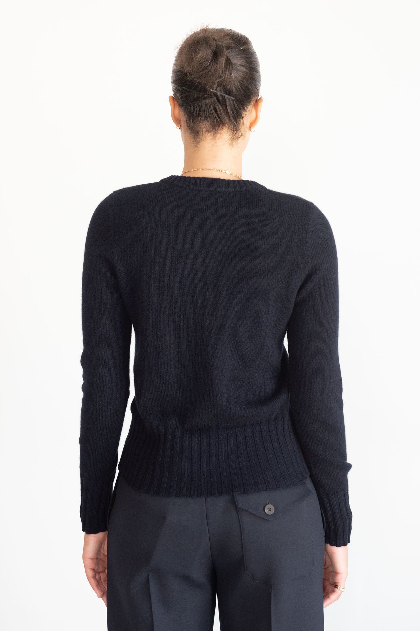 Allude - Round Neck Sweater, Navy