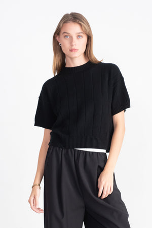 ALLUDE - Round Neck Sweater, Noir