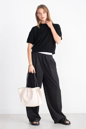 ALLUDE - Round Neck Sweater, Noir