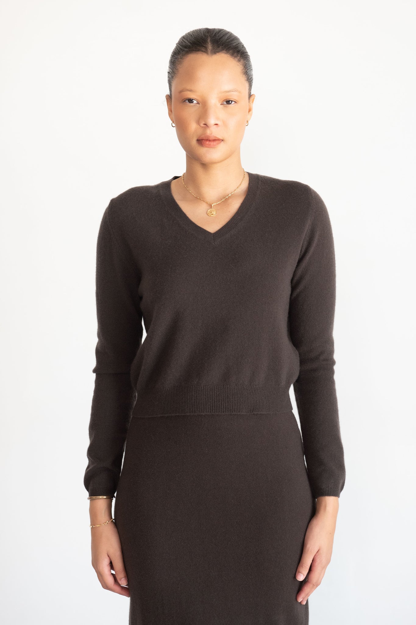 Allude - V-Sweater, Espresso