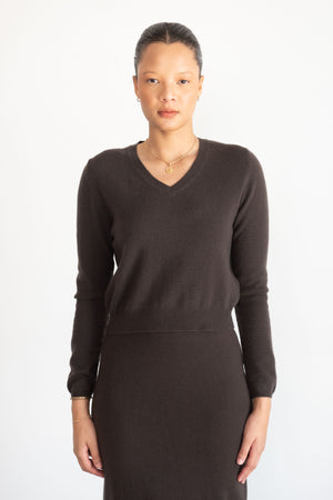 Allude - V-Sweater, Espresso
