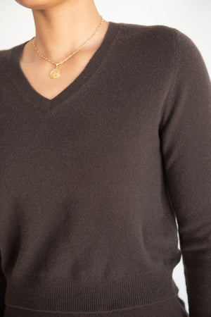 Allude - V-Sweater, Espresso