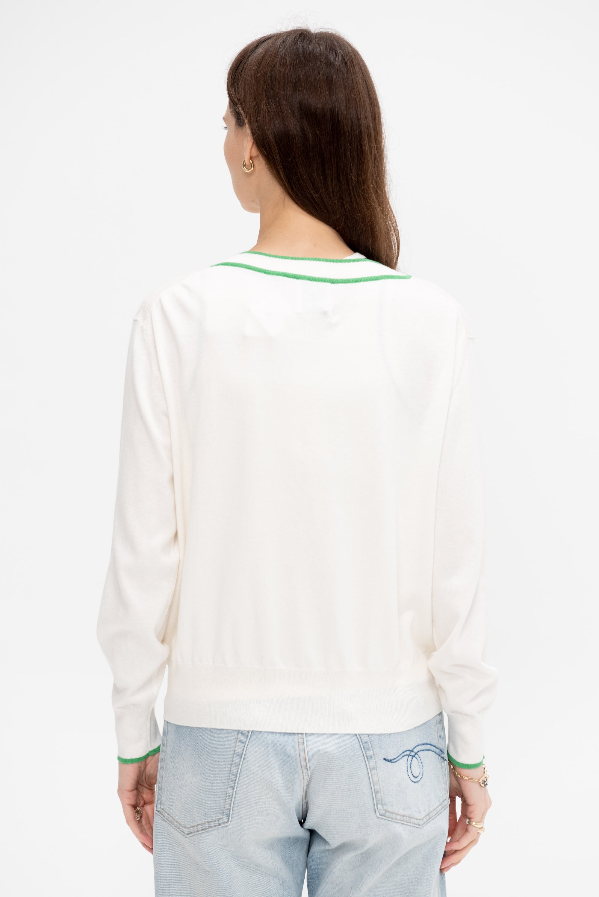 V-Cardigan, Green &amp; White