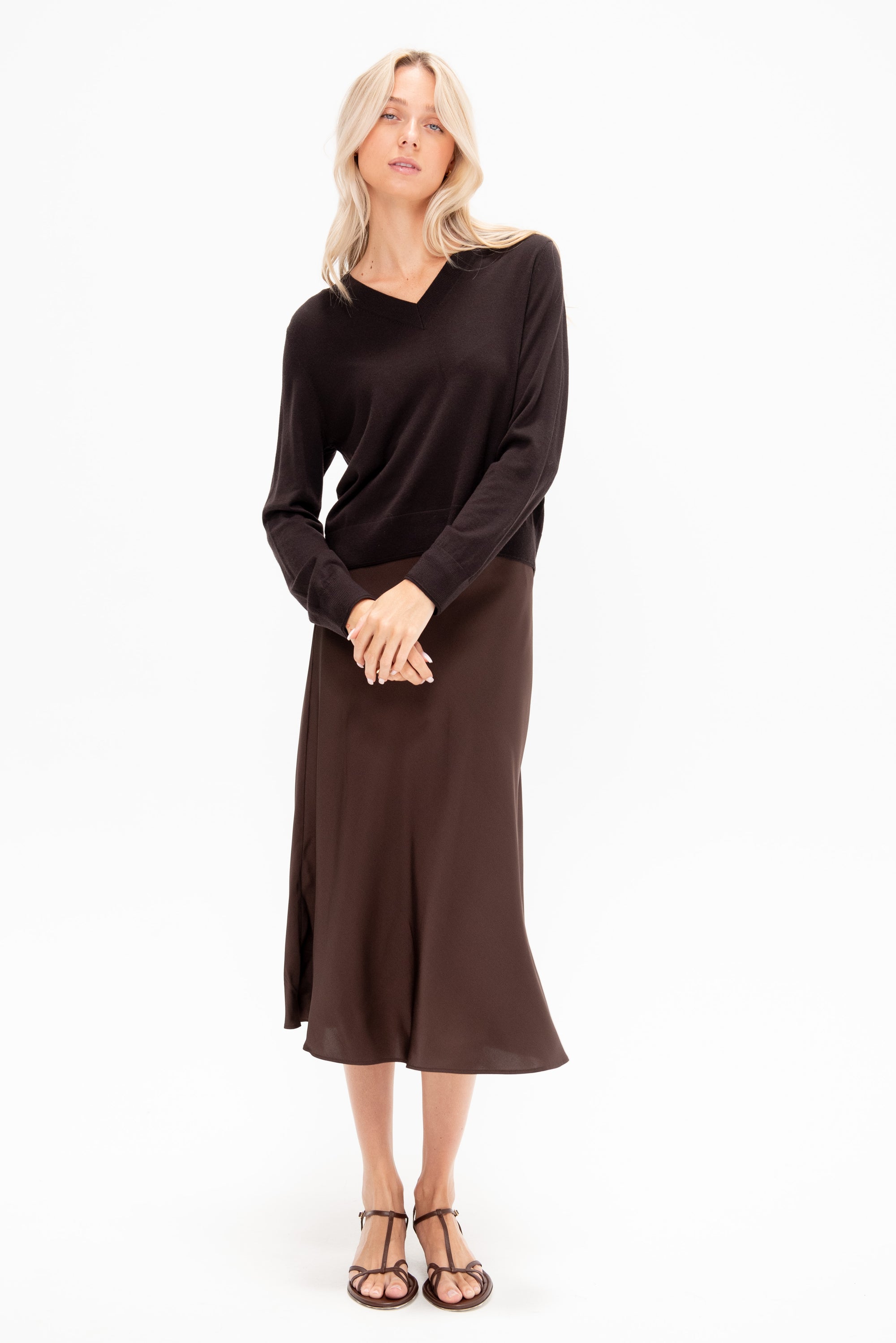 V-Neck Sweater, Ebony