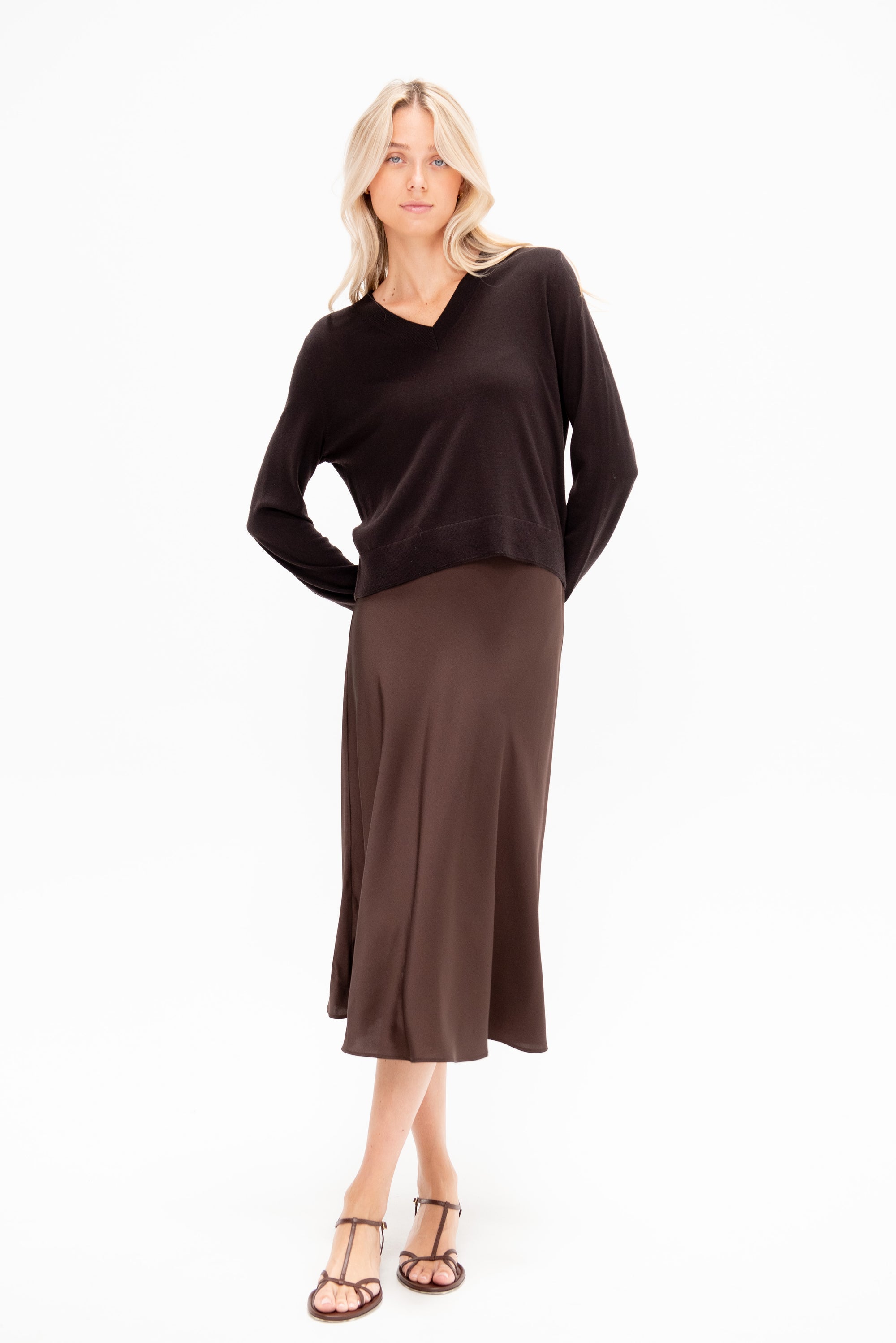 V-Neck Sweater, Ebony