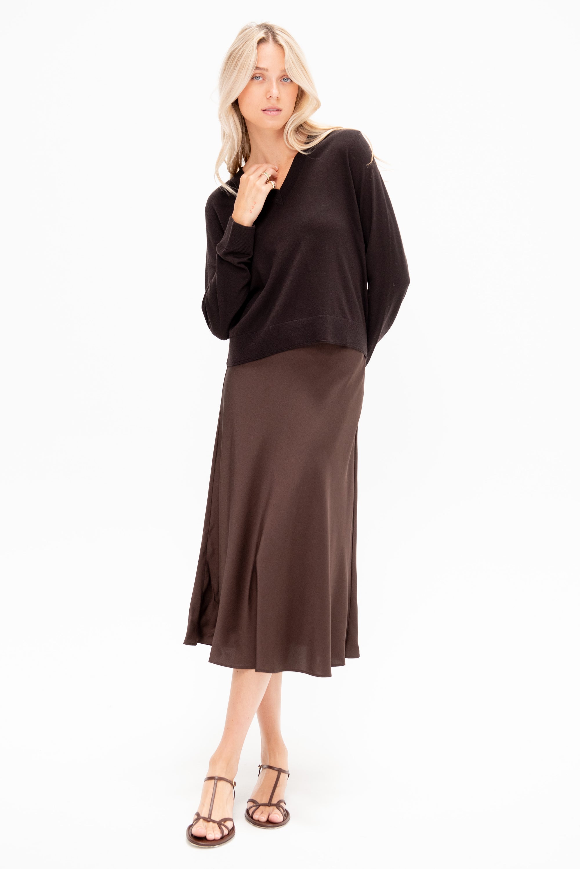 V-Neck Sweater, Ebony